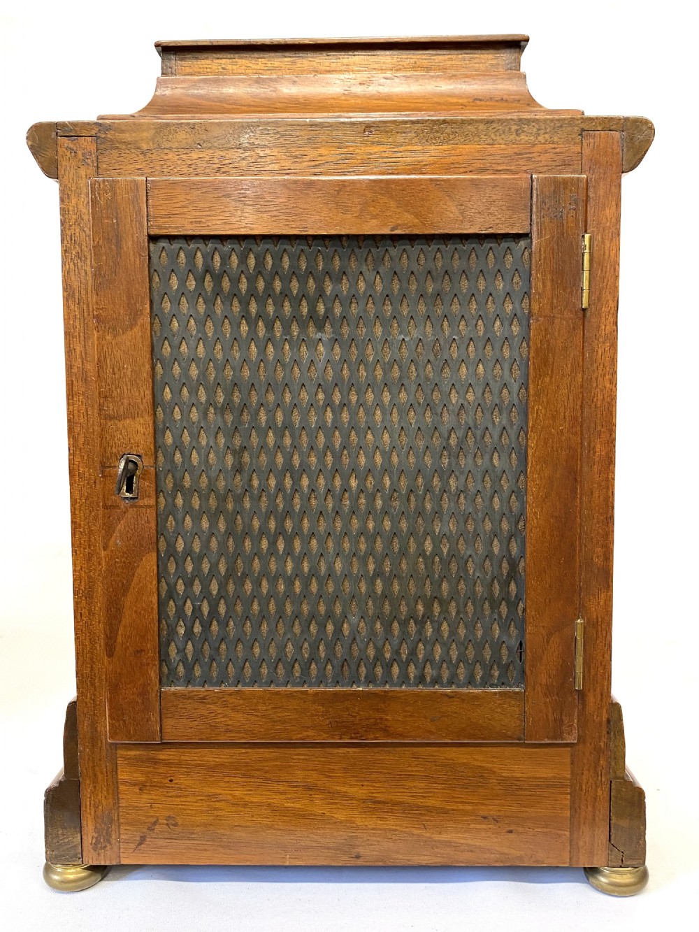 Antique Dingle Fusee Mahogany Mantel Clock With Pagoda Top With Travel Nut View VI