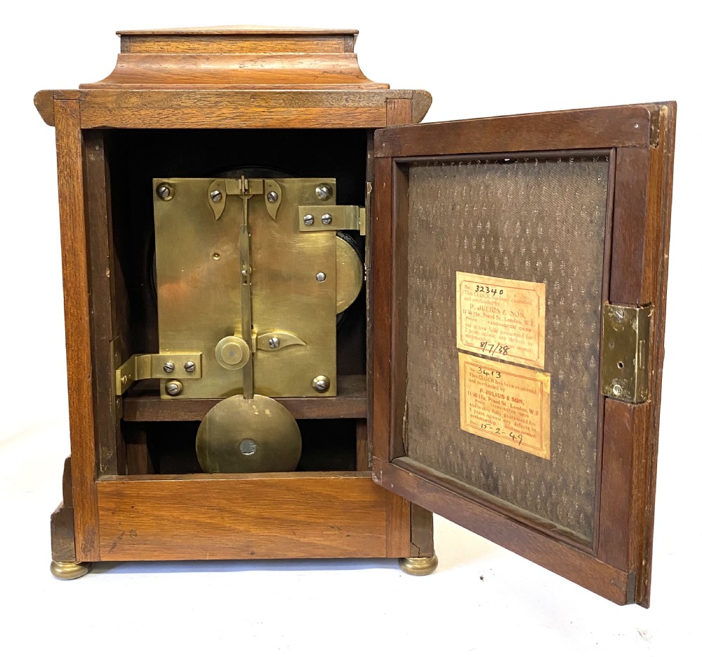 Antique Dingle Fusee Mahogany Mantel Clock With Pagoda Top With Travel Nut View VII