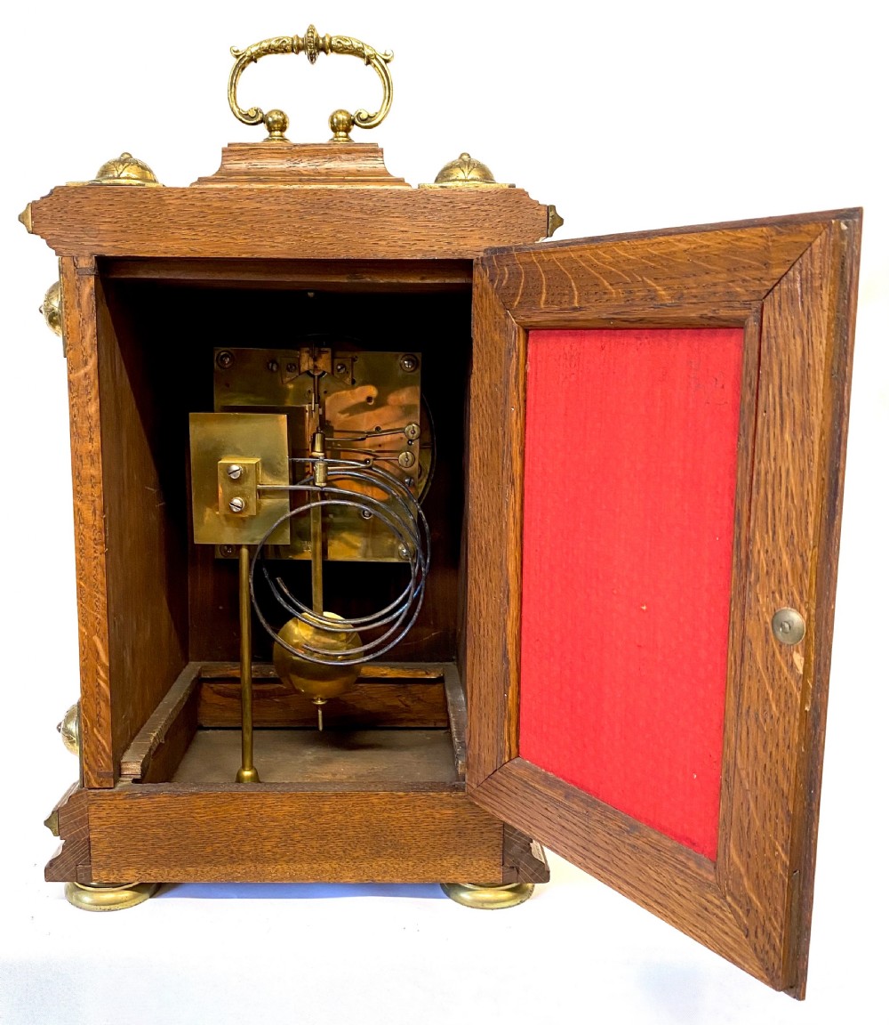 Antique Carved Oak W & H Quarter Striking Ting Tang Bracket Clock Sunburst Mount Winterhalder & Hofmeier View VIII