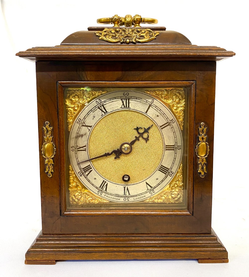 Stunning Charles Frodsham Walnut Bracket Clock With Glass Viewing Windows View II