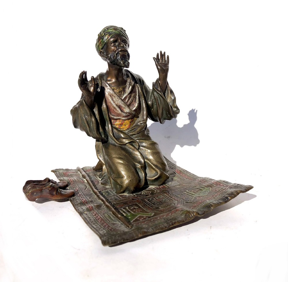 Antique Bergman Austrian Cold Painted Bronze Arab Praying Nem-Greb