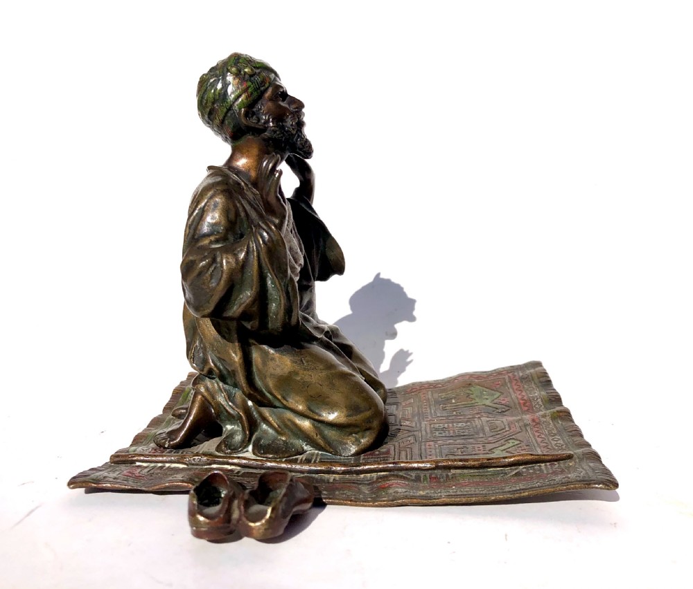 Antique Bergman Austrian Cold Painted Bronze Arab Praying Nem-Greb View III