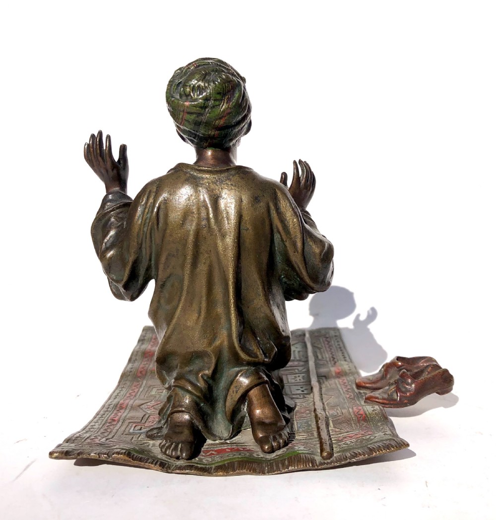 Antique Bergman Austrian Cold Painted Bronze Arab Praying Nem-Greb View IV