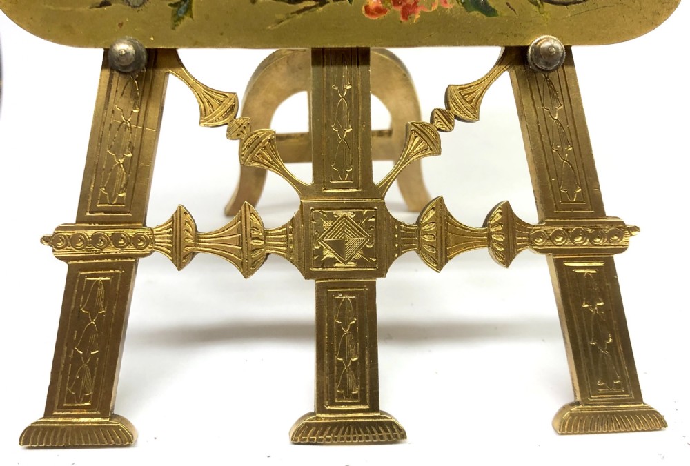 Antique Gilt Bronze And Painted Easel / Strut Clock MG Laws London 1885 View IV