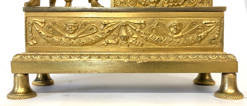 Antique French Miniature Gilt Bronze Ormolu Mantel Clock With Two Figures View V