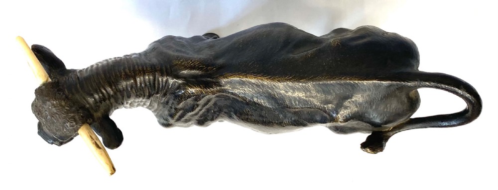 Large Heavy Antique Bronze Figure Of A Bull With Bovine Horns Exquisite Detail View XII