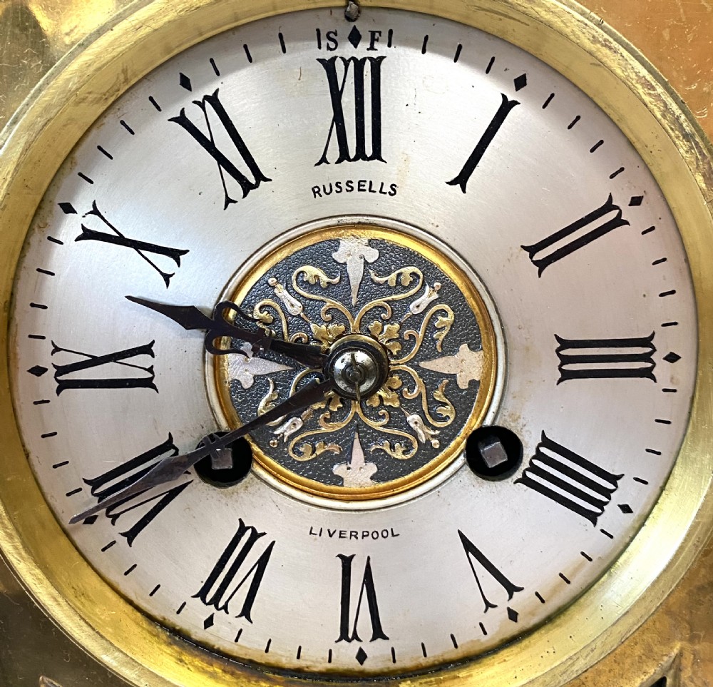 Antique Gilt Bronze Mantel Clock By Russels Liverpool With Soldier Figure View III