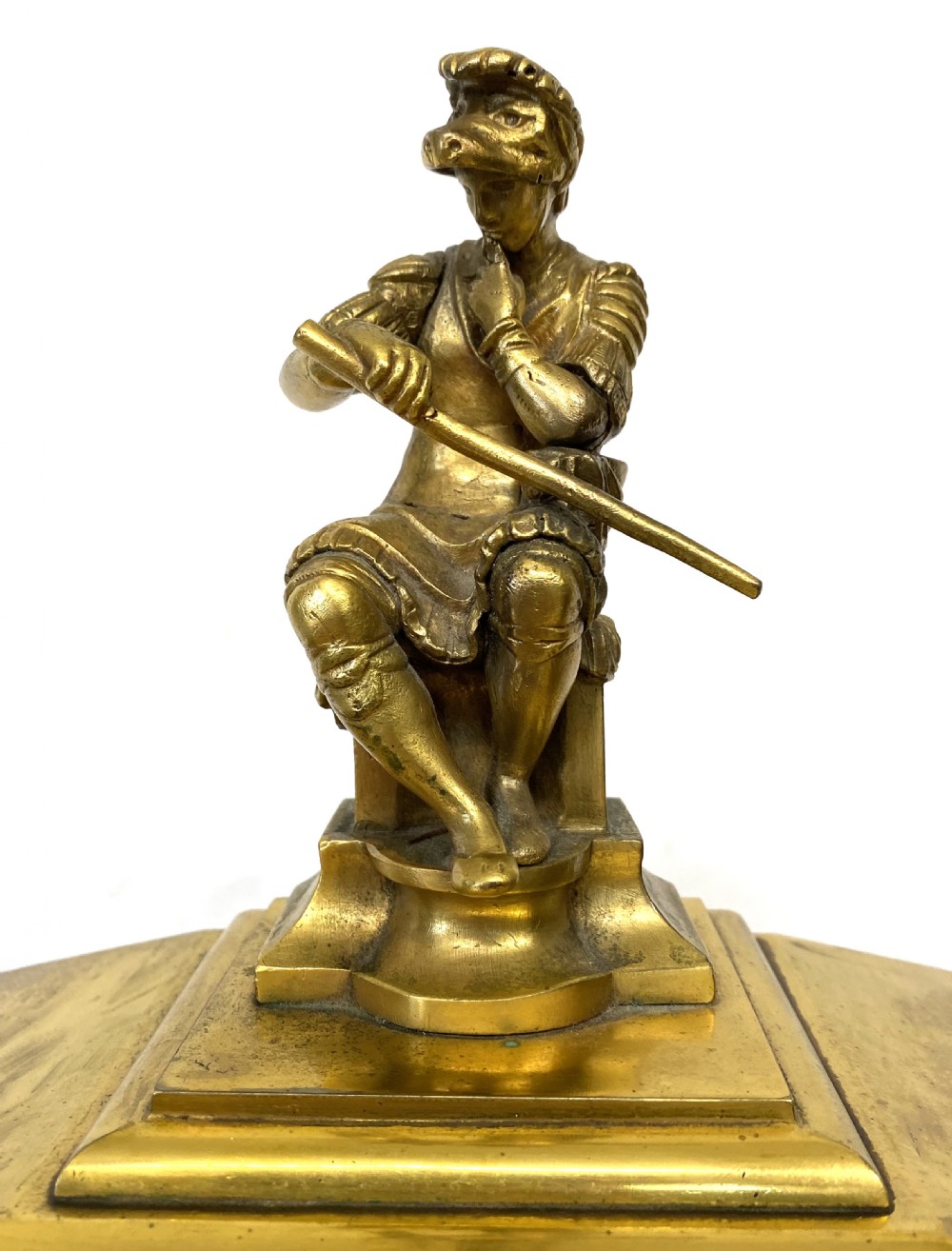 Antique Gilt Bronze Mantel Clock By Russels Liverpool With Soldier Figure View V