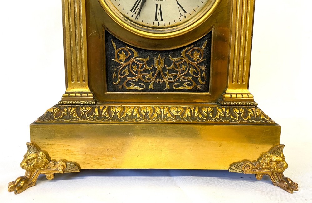 Antique Gilt Bronze Mantel Clock By Russels Liverpool With Soldier Figure View VI