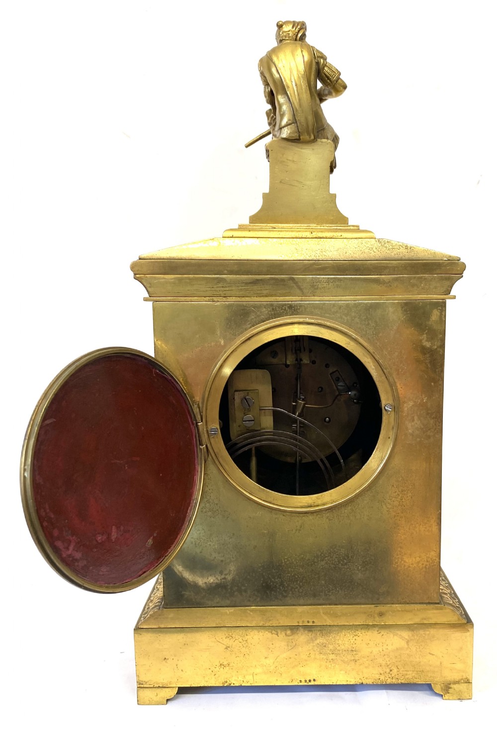 Antique Gilt Bronze Mantel Clock By Russels Liverpool With Soldier Figure View X