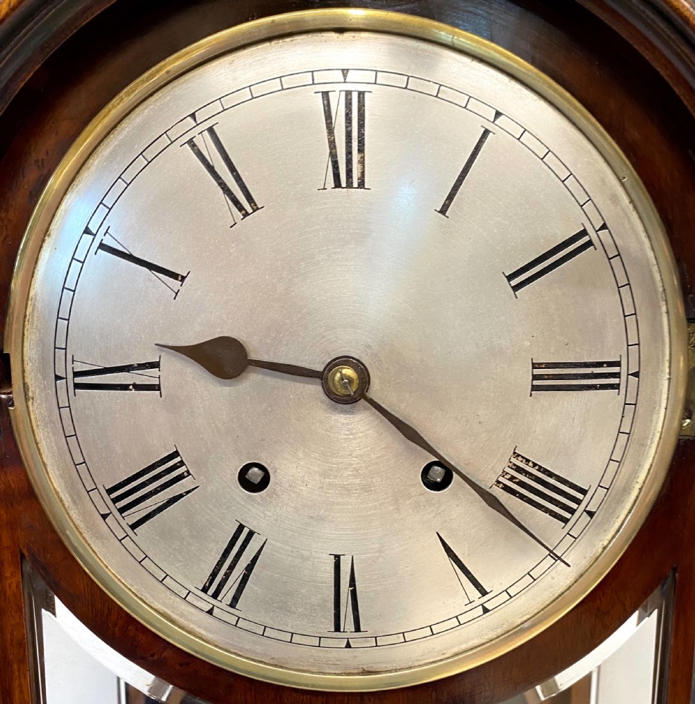 Antique Large Mahogany Library Mantel Clock With Bevelled Glass Panels By W & H View V