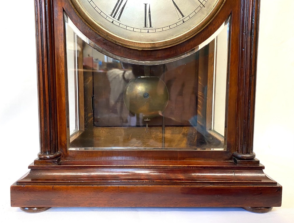 Antique Large Mahogany Library Mantel Clock With Bevelled Glass Panels By W & H View VII