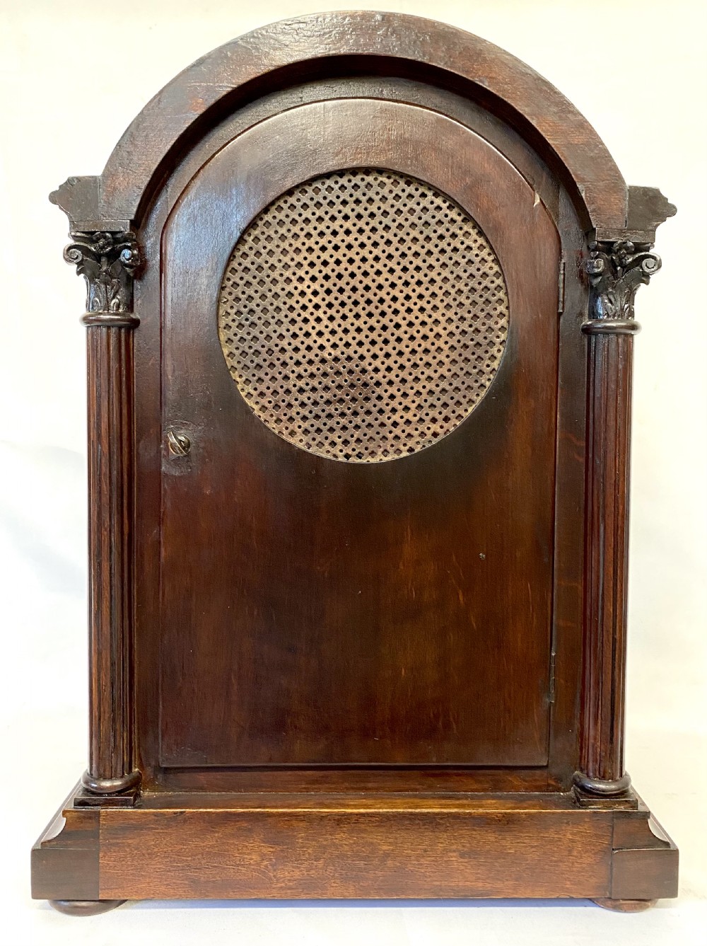 Antique Large Mahogany Library Mantel Clock With Bevelled Glass Panels By W & H View X