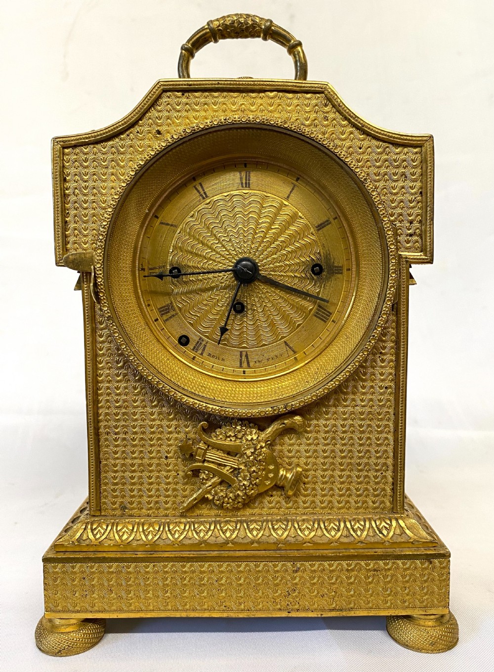 Antique Vienna Carriage Clock with Quarter Repeating, Alarm, and Fusee Movement With a Fire Gold Plated Case