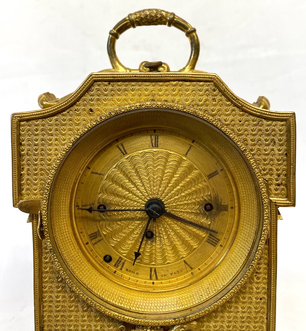Antique Vienna Carriage Clock with Quarter Repeating, Alarm, and Fusee Movement With a Fire Gold Plated Case View II