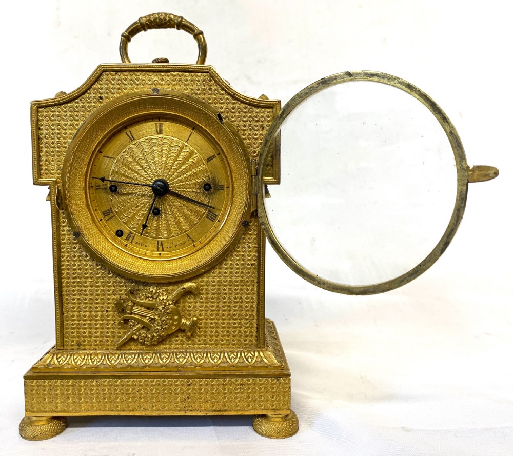 Antique Vienna Carriage Clock with Quarter Repeating, Alarm, and Fusee Movement With a Fire Gold Plated Case View IV