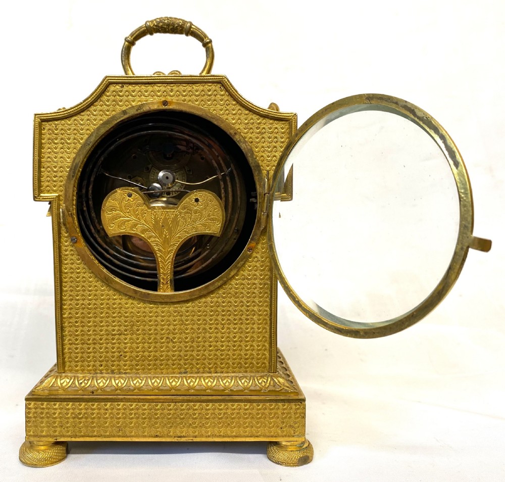 Antique Vienna Carriage Clock with Quarter Repeating, Alarm, and Fusee Movement With a Fire Gold Plated Case View X
