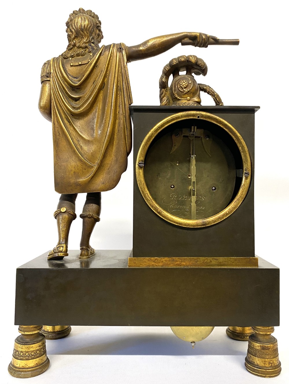 Antique Bronze Chain Fusee Mantel Clock With Roman Soldier by Robins Charing Cross View VII
