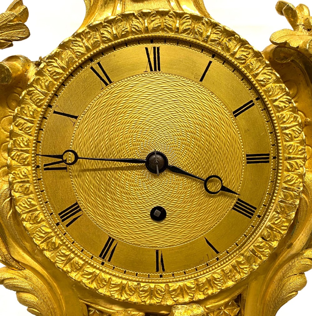 Antique Chain Fusee Mantel Clock With Rococo Gilt Bronze Ormolu Case Floral Mounts View IV