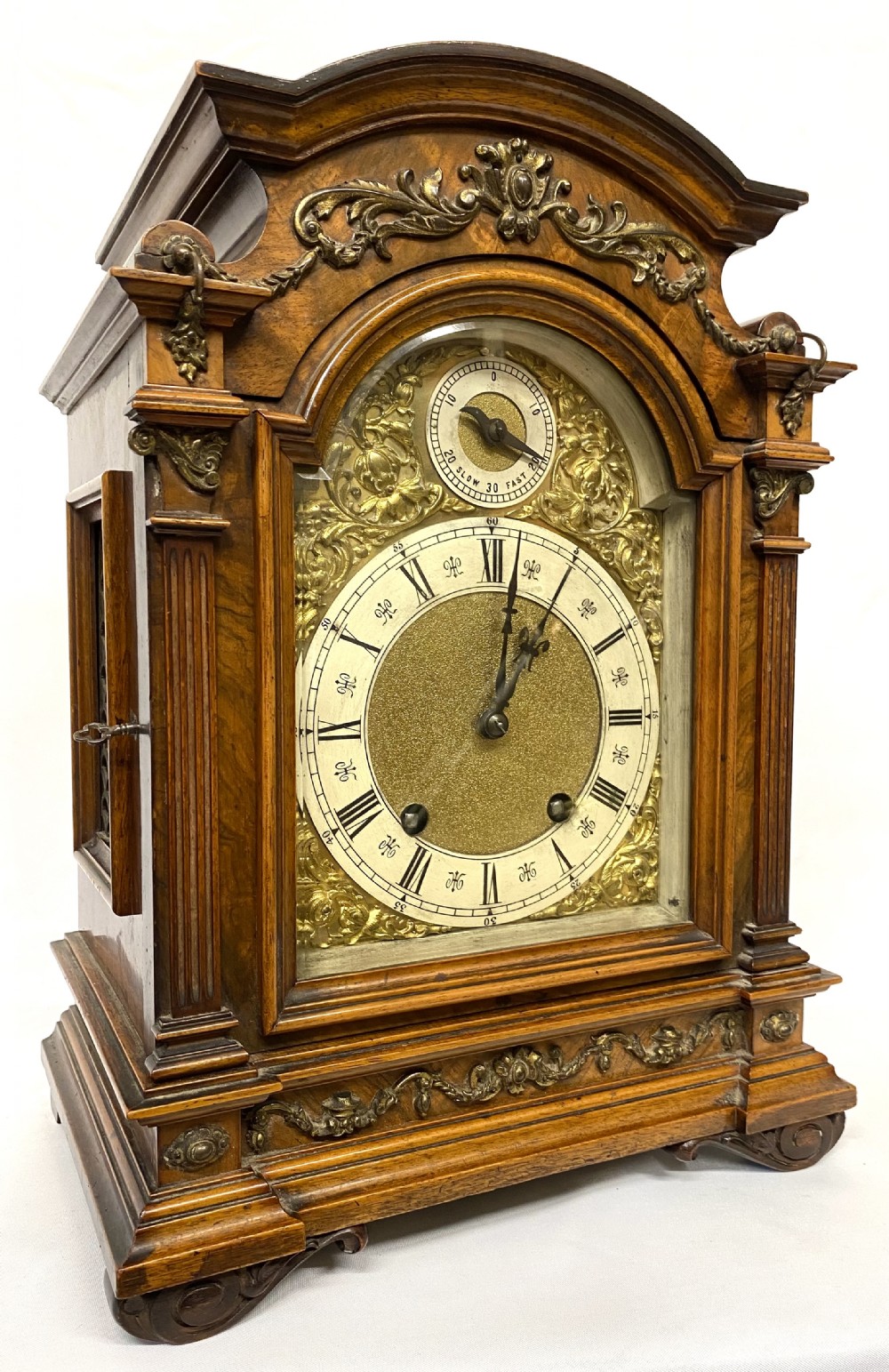 Antique Walnut Carved Bracket Clock With Ormoul Mounts Lenzkirch Ting Tang
