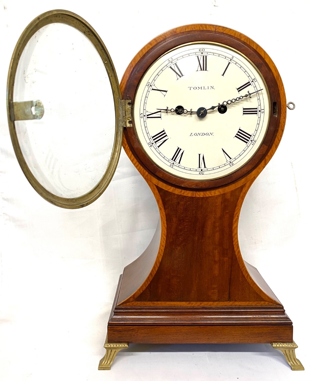 Antique Mahogany Double Fusee Balloon Clock Ting Tang Quarter Strike Tomlin  View V