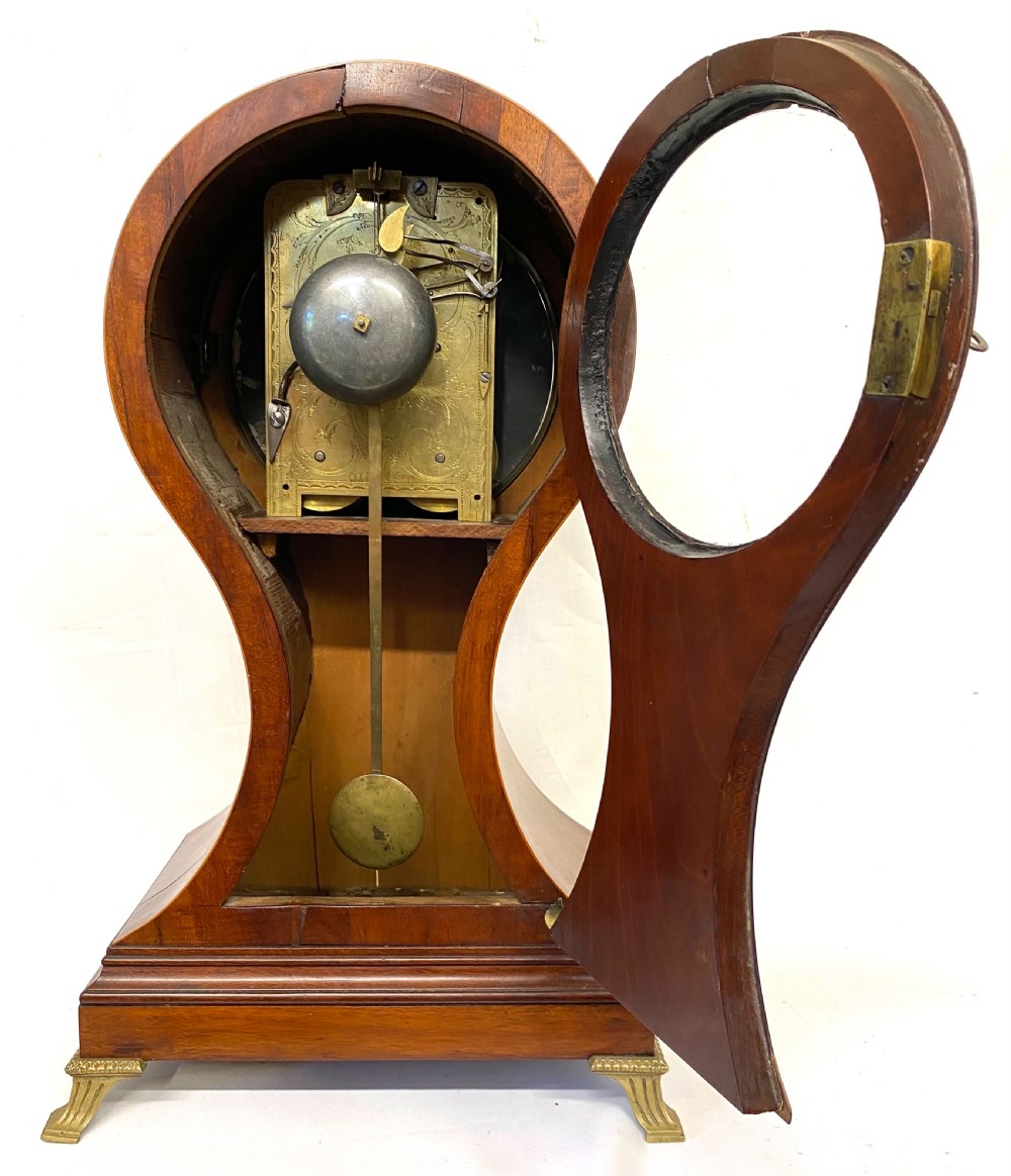 Antique Mahogany Double Fusee Balloon Clock Ting Tang Quarter Strike Tomlin  View XI