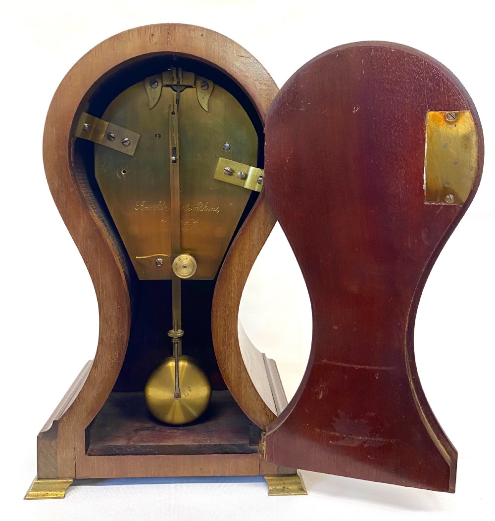 Antique Single Fusee Inlaid Balloon Mantel Clock Single Chain Fusee Brockbank & Atkins London View VIII