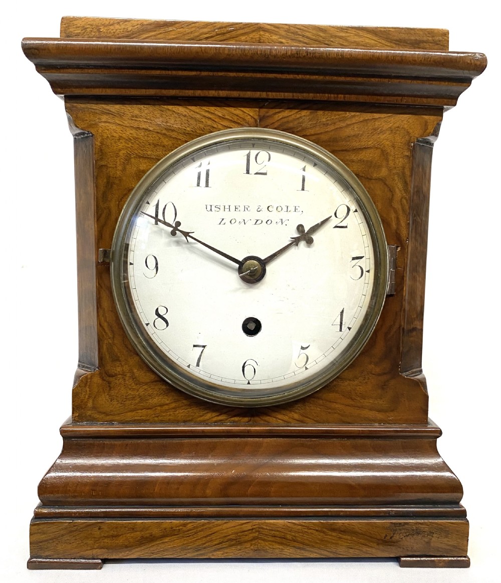 Antique Mahogany Single Fusee Mantel Clock By Usher & Cole London View II
