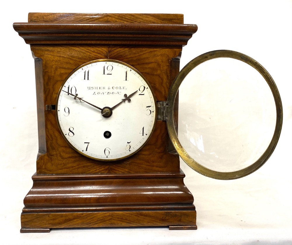 Antique Mahogany Single Fusee Mantel Clock By Usher & Cole London View III