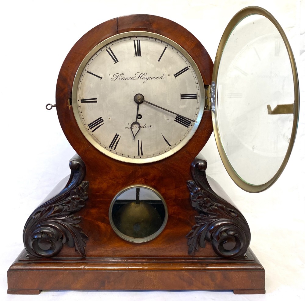 Antique Mahogany Single Fusee Mantel Clock By Frances Haywood London View II
