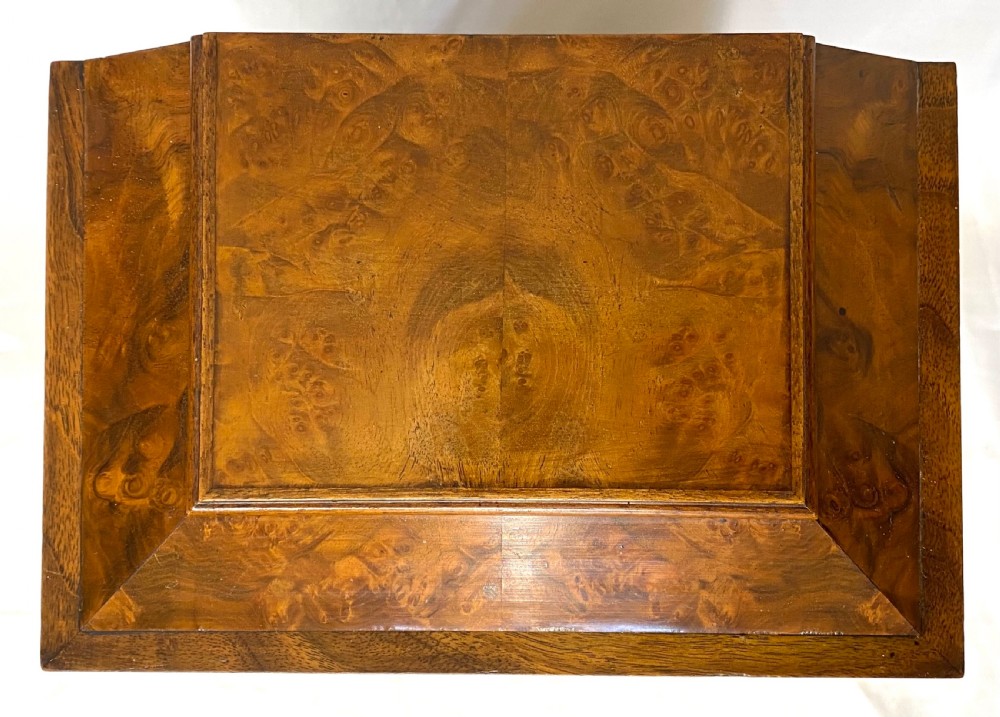 Antique Burr Walnut Mantel Clock By Lenzkirch With Quarter Striking Ting Tang Movement View XI