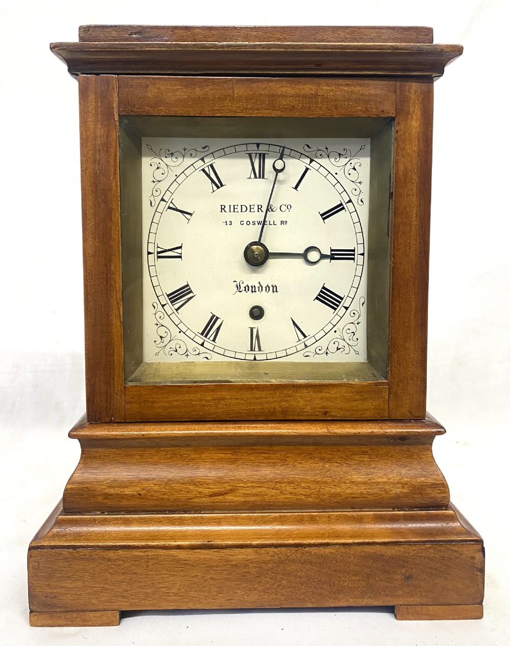 Antique Satinwood Chain Fusee Library Clock By RIEDER & CO 13 COSWELL RD LONDON View II