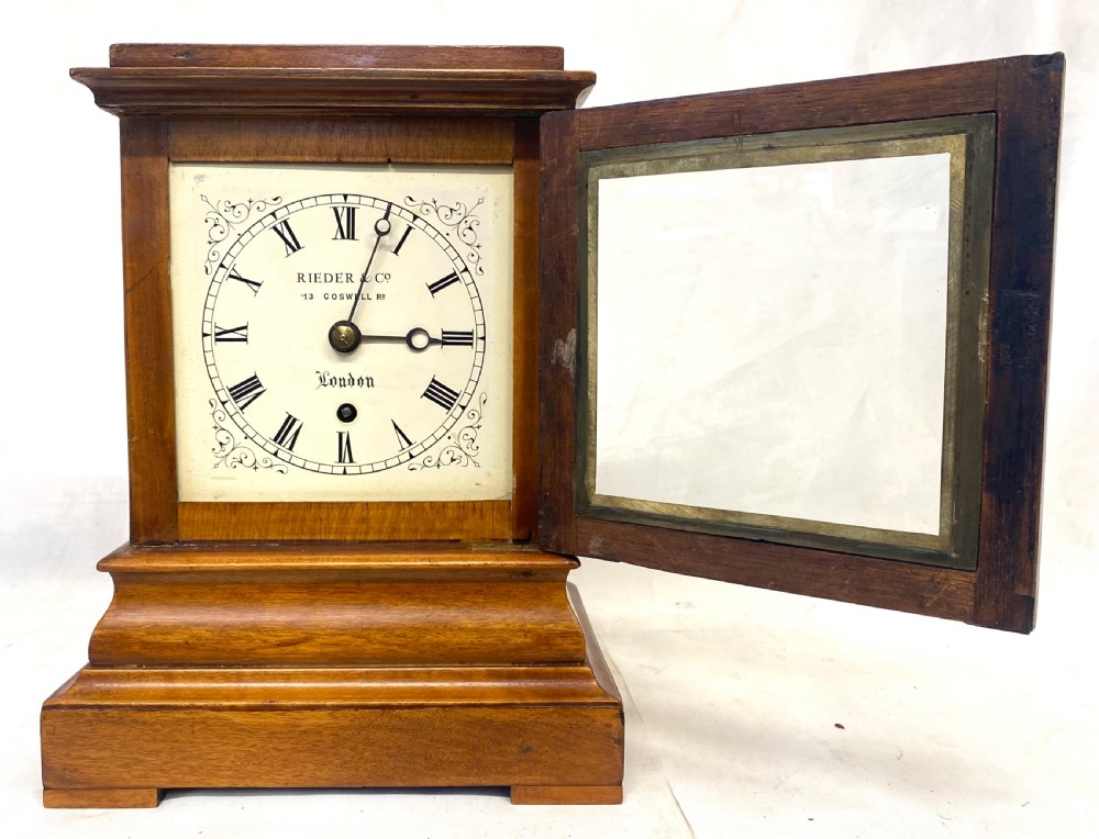 Antique Satinwood Chain Fusee Library Clock By RIEDER & CO 13 COSWELL RD LONDON View IV