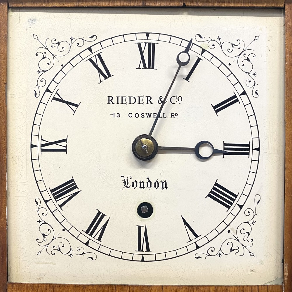 Antique Satinwood Chain Fusee Library Clock By RIEDER & CO 13 COSWELL RD LONDON View VII
