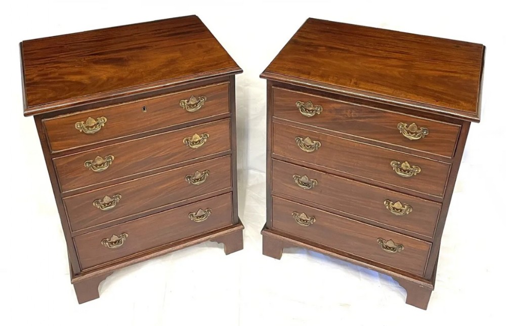 PAIR Antique Mahogany Bedside Cabinets Chest of Drawers Cupboards
