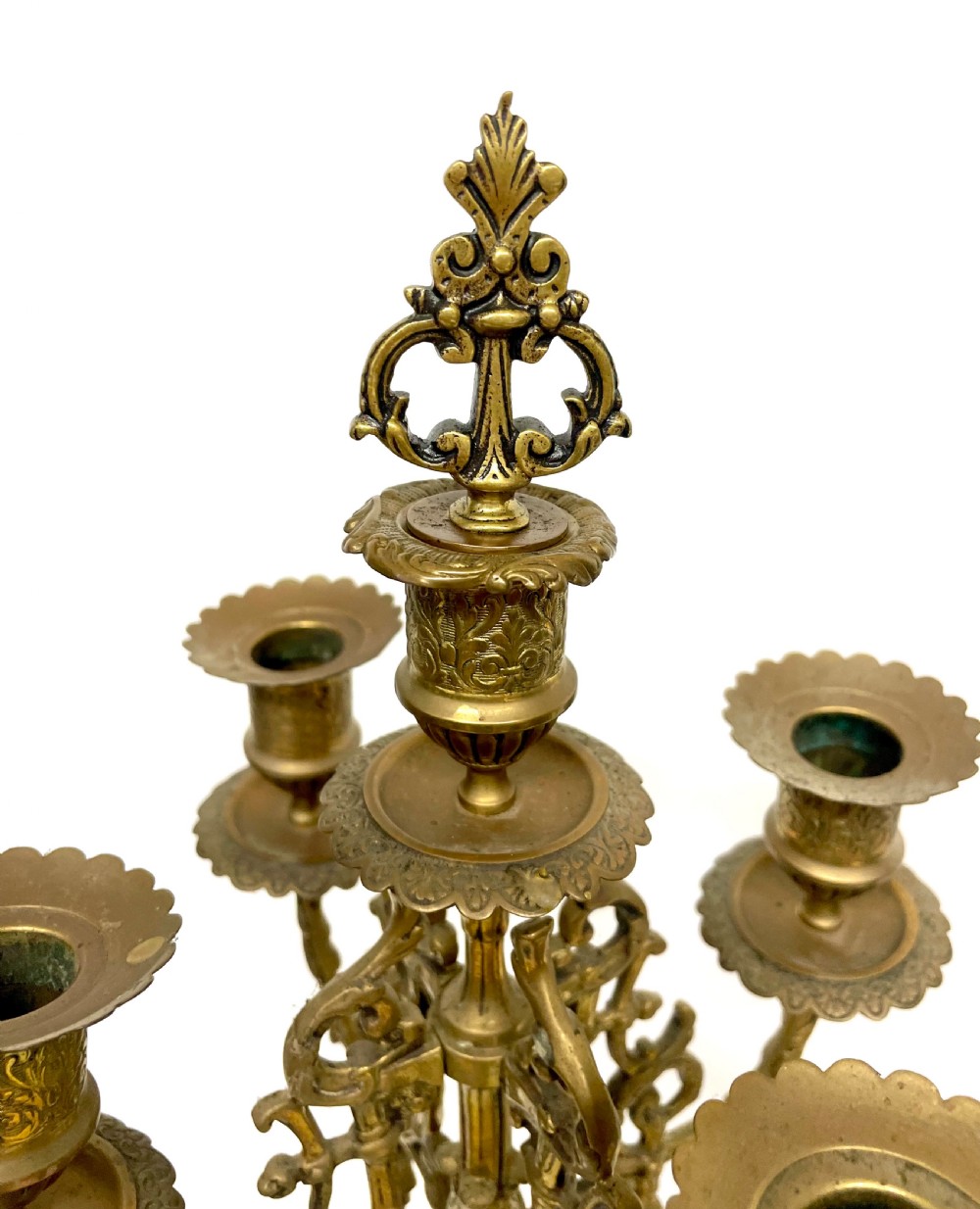 Antique Brass Large Four Armed Candelabras / Candlestick / Candle Holders View VII