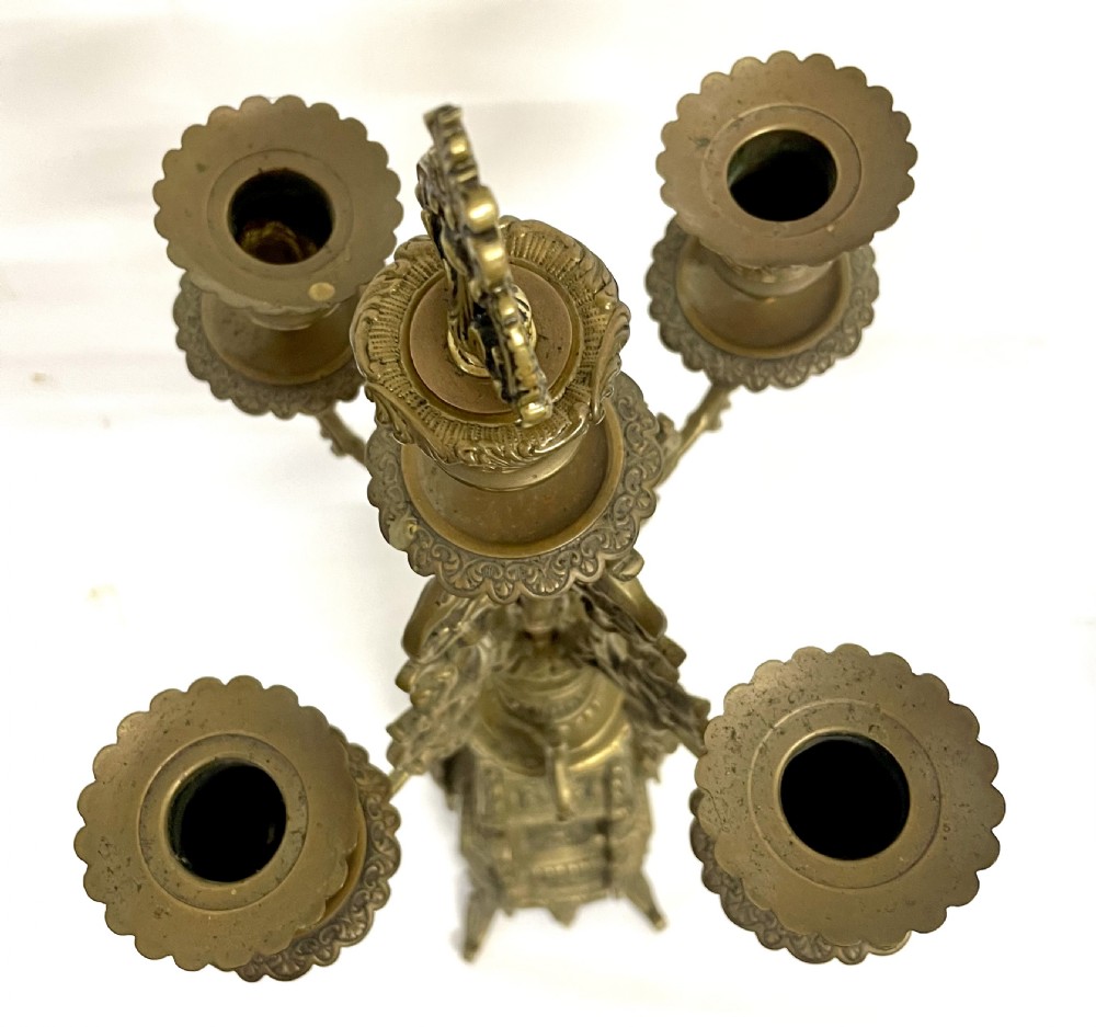 Antique Brass Large Four Armed Candelabras / Candlestick / Candle Holders View IX