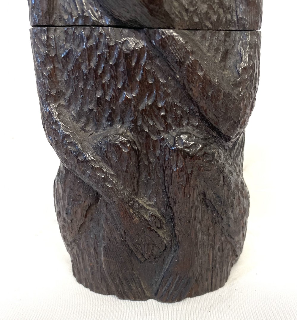 Antique Black Forest Carved Wooden Monkey with Glass Eyes Tobacco Jar / Casket View VI