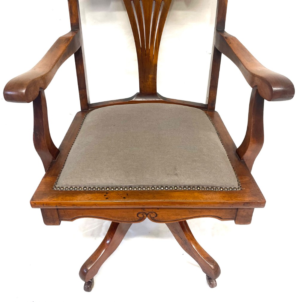Antique Edwardian Arts & Crafts Walnut ANGUS Office Chair Revolving Swivel Chair View V