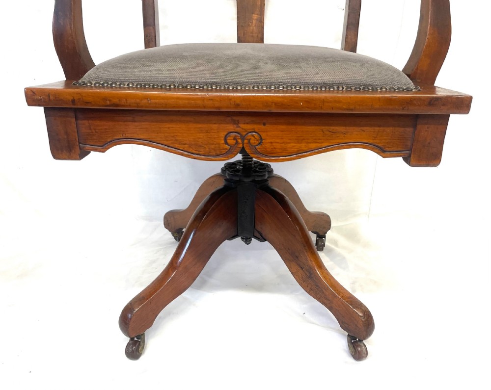 Antique Edwardian Arts & Crafts Walnut ANGUS Office Chair Revolving Swivel Chair View VI