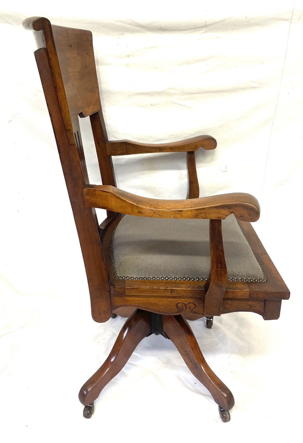 Antique Edwardian Arts & Crafts Walnut ANGUS Office Chair Revolving Swivel Chair View X