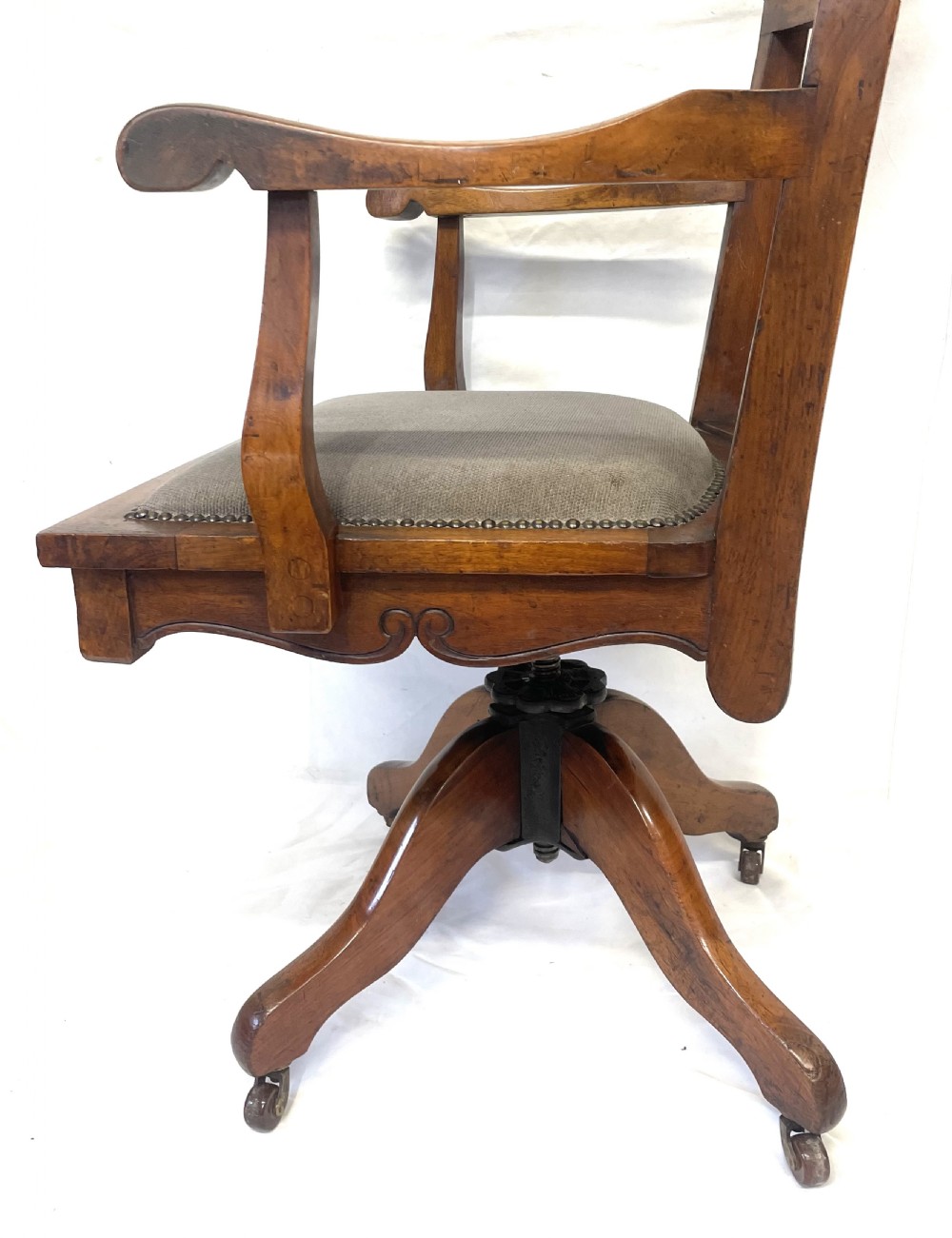 Antique Edwardian Arts & Crafts Walnut ANGUS Office Chair Revolving Swivel Chair View XI