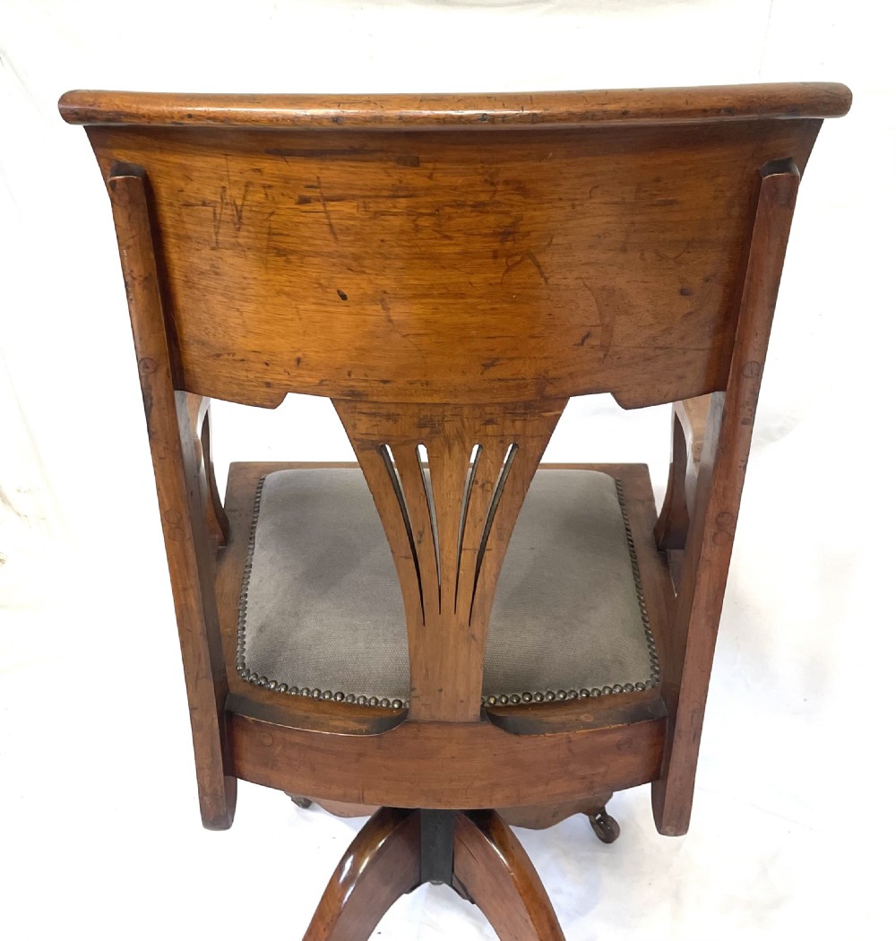 Antique Edwardian Arts & Crafts Walnut ANGUS Office Chair Revolving Swivel Chair View XIV