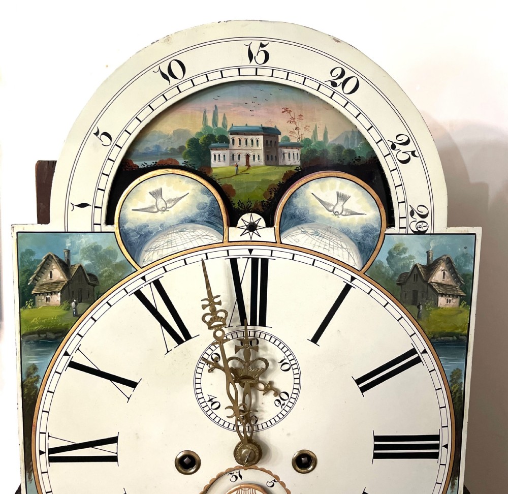 Antique Inlaid Mahogany Moon Phase Longcase Grandfather Clock HARFORD BRISTOL View XX