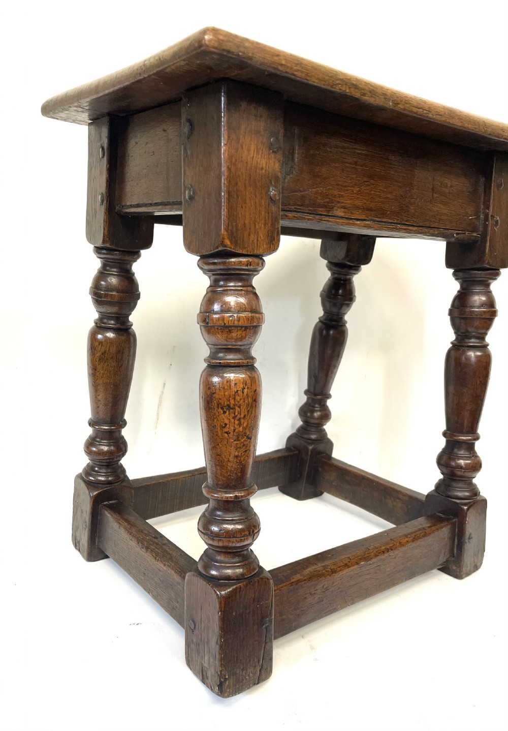 Antique 18th Century Oak Joint Stool / Occasional Table / Lamp Stand circa 1800 View XI