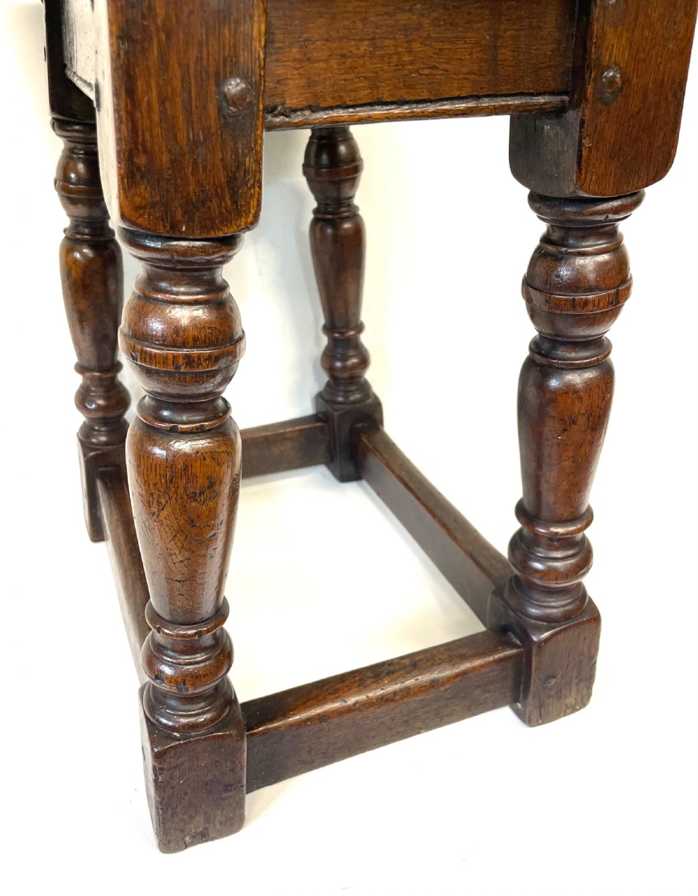 Antique 18th Century Oak Joint Stool / Occasional Table / Lamp Stand circa 1800 View XIII