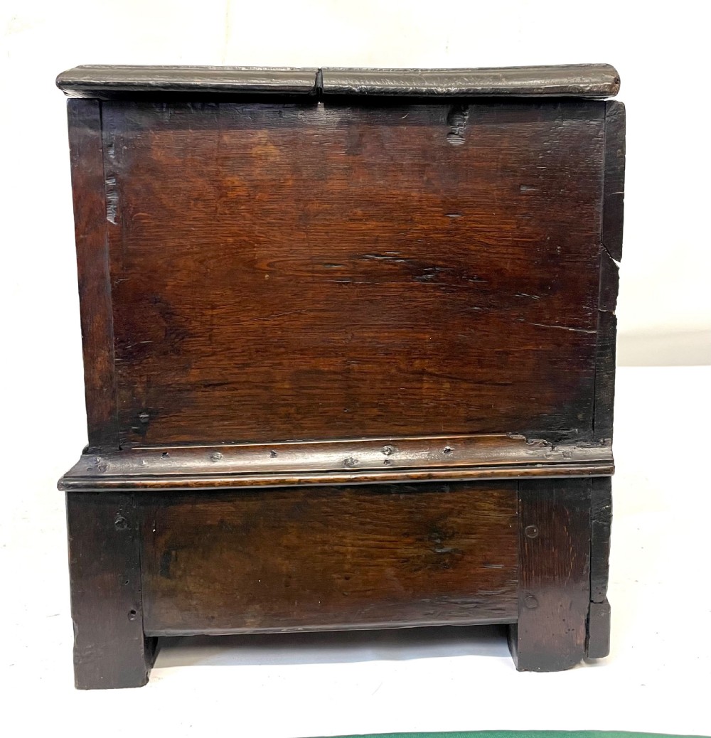 Small Antique Georgian Carved Oak Welsh Coffer Bach  circa 1780 View XII