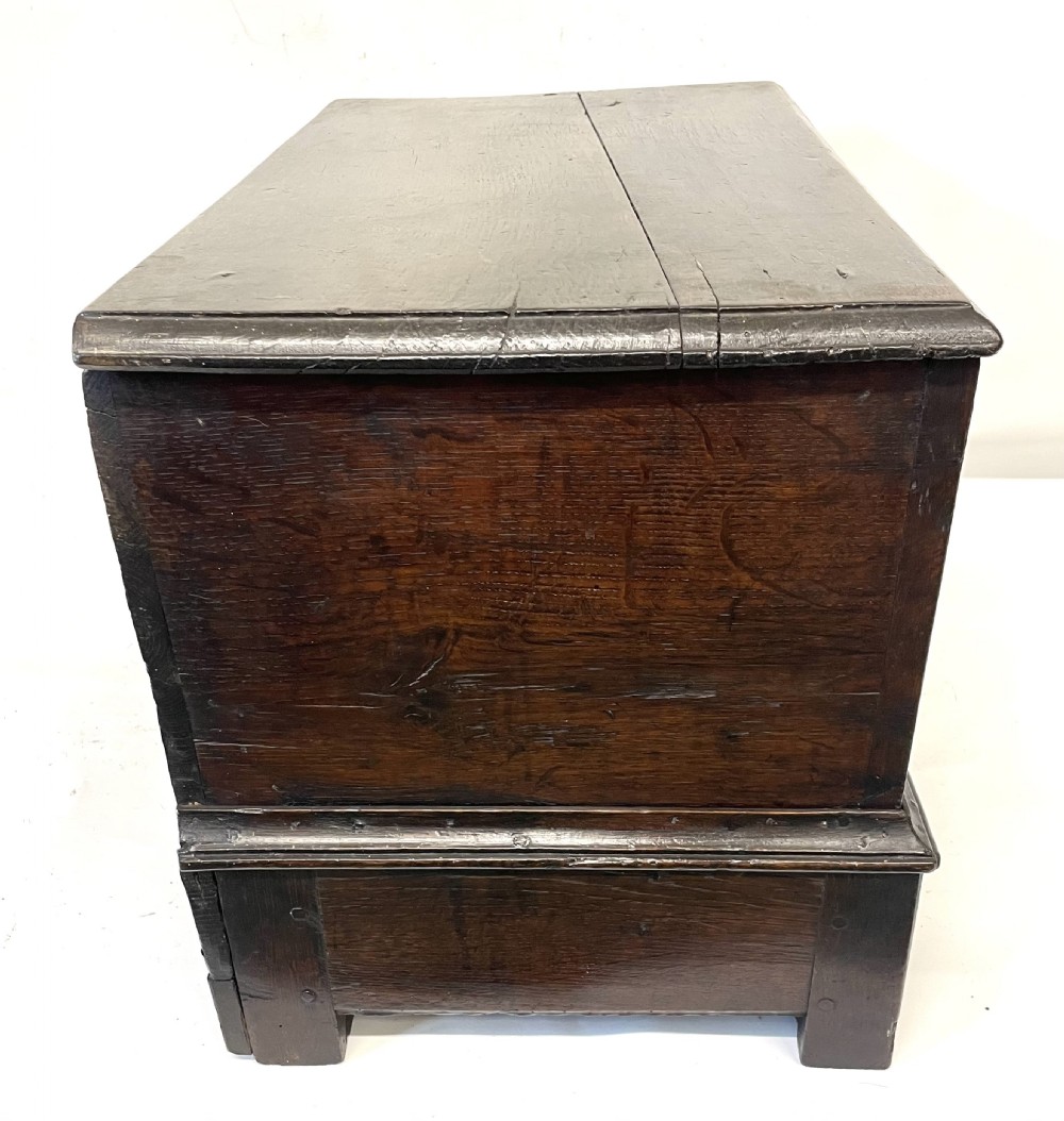 Small Antique Georgian Carved Oak Welsh Coffer Bach  circa 1780 View XIII