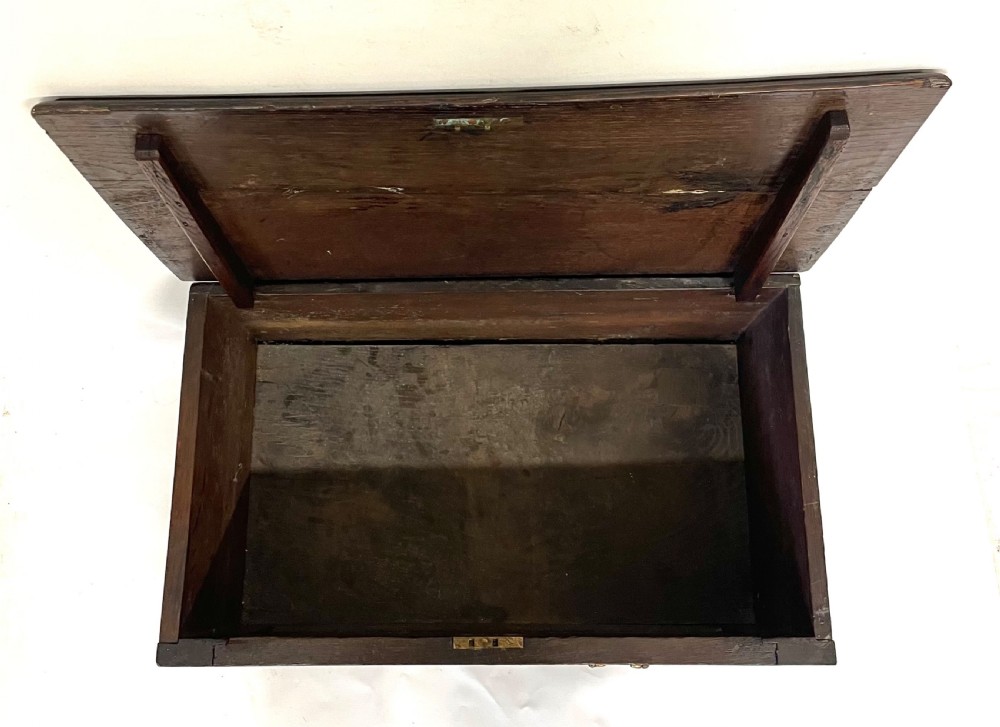 Small Antique Georgian Carved Oak Welsh Coffer Bach  circa 1780 View XVI