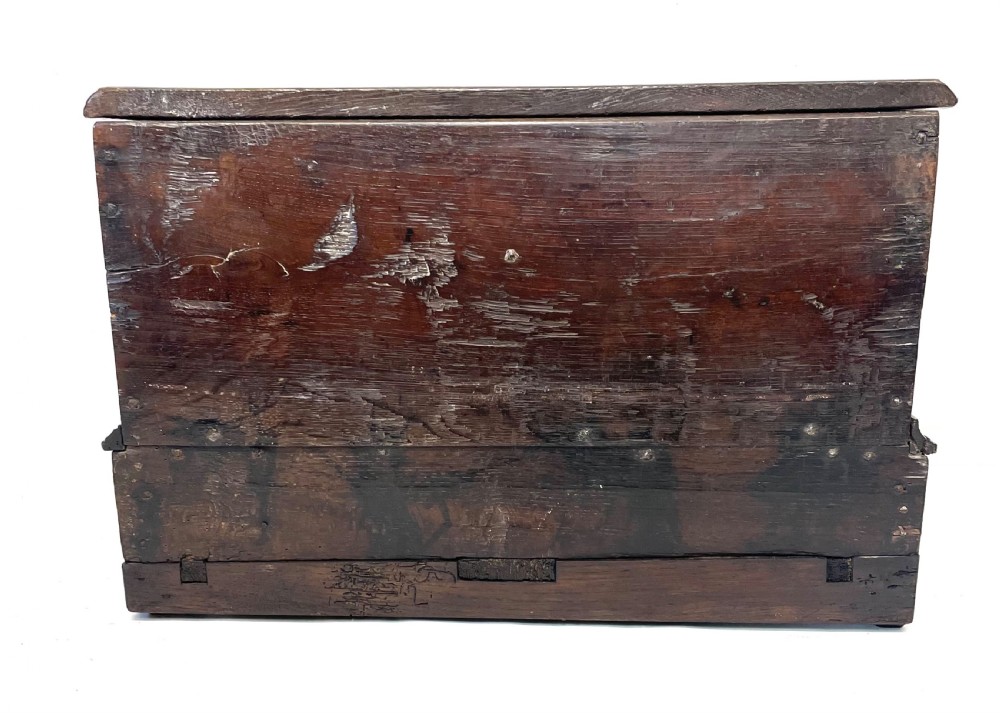 Small Antique Georgian Carved Oak Welsh Coffer Bach  circa 1780 View XX